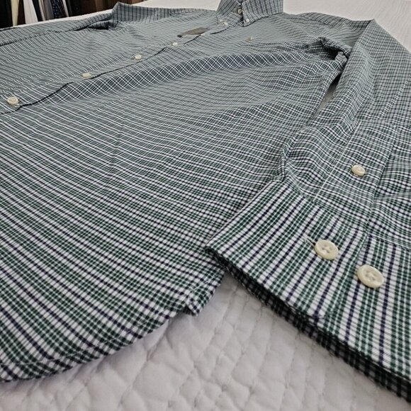 NEW Polo Ralph Lauren Classic Twill Shirt 17 1/2 36/37 Green Plaid Flesh Pony - Picture 2 of 16